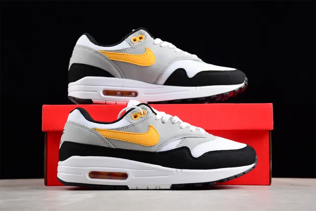 Nike Air Max 1 White Gray Black Orange Lifestyle Sneakers 15