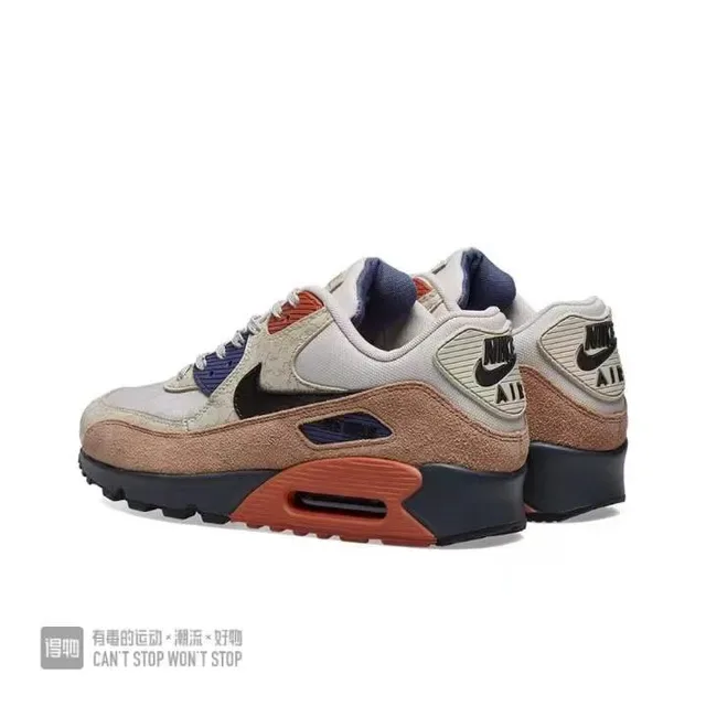 Nike Air Max 90 Beige Tan Rouge Bleu Marine Sneakers Lifestyle 3