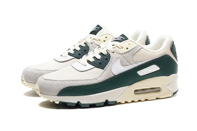 Nike Air Max 90 Off-White and Dark Green Lifestyle Sneakers 5