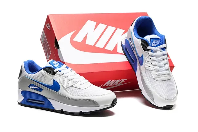 Nike Air Max 90 White Blue Gray Lifestyle Sneakers 2