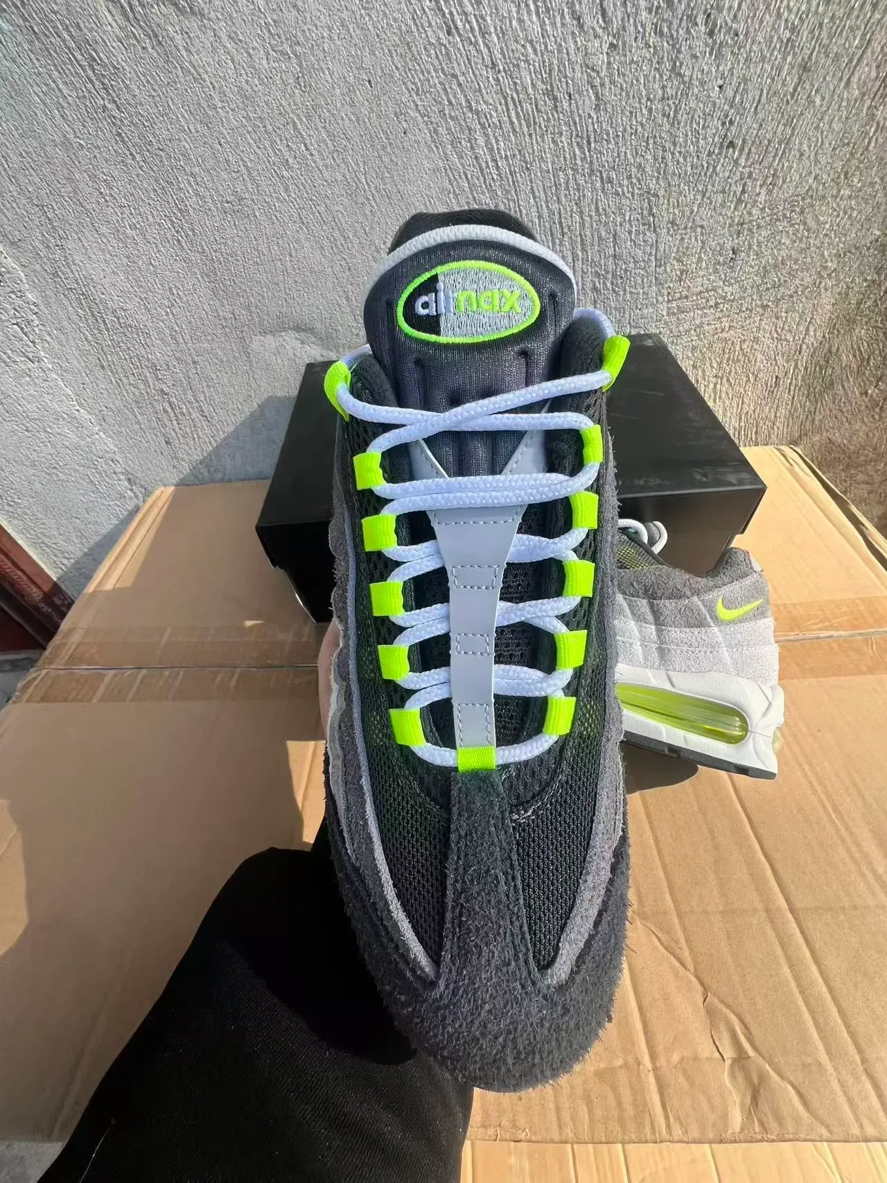 Nike Air Max 95 Gray and Neon Green Lifestyle Sneakers 3