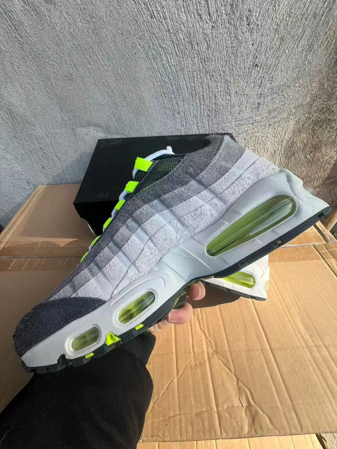 Nike Air Max 95 Gray and Neon Green Lifestyle Sneakers 5