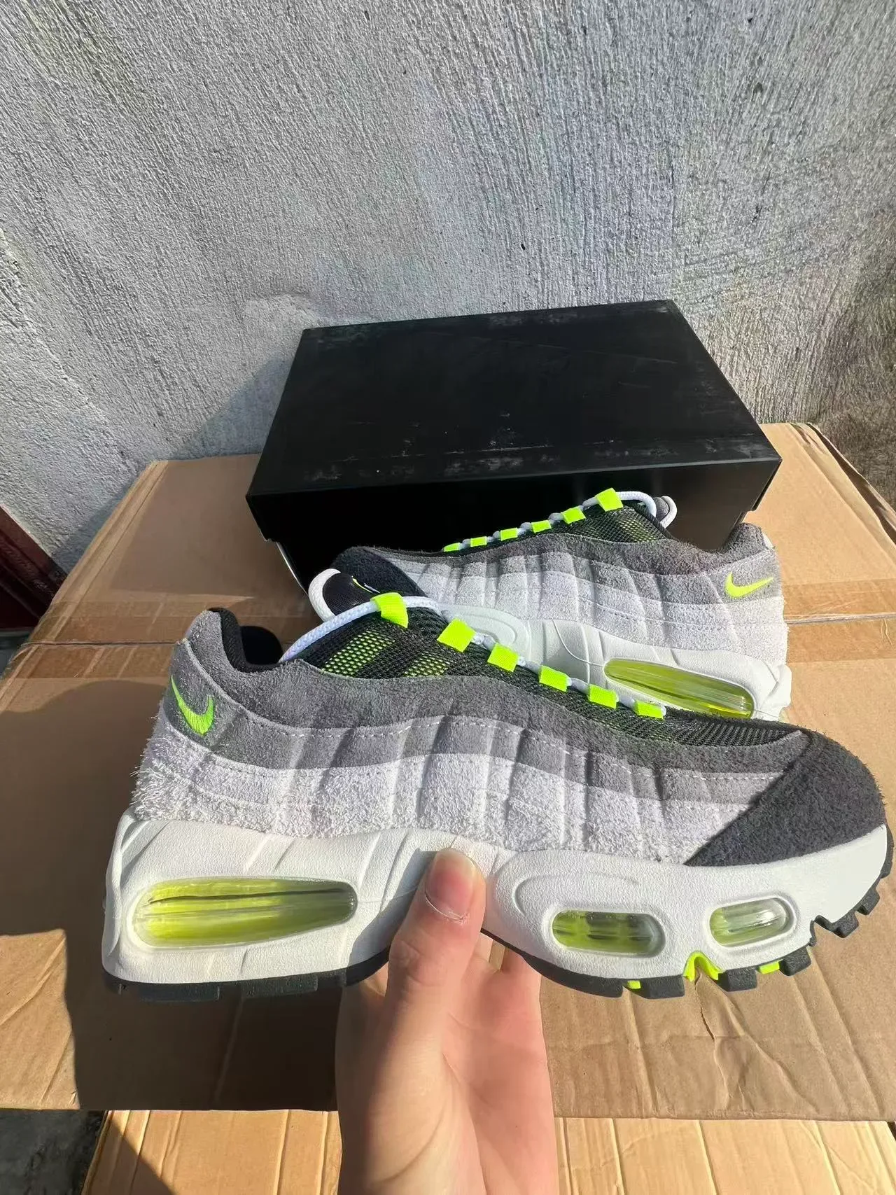Nike Air Max 95 Gray and Neon Green Lifestyle Sneakers 7
