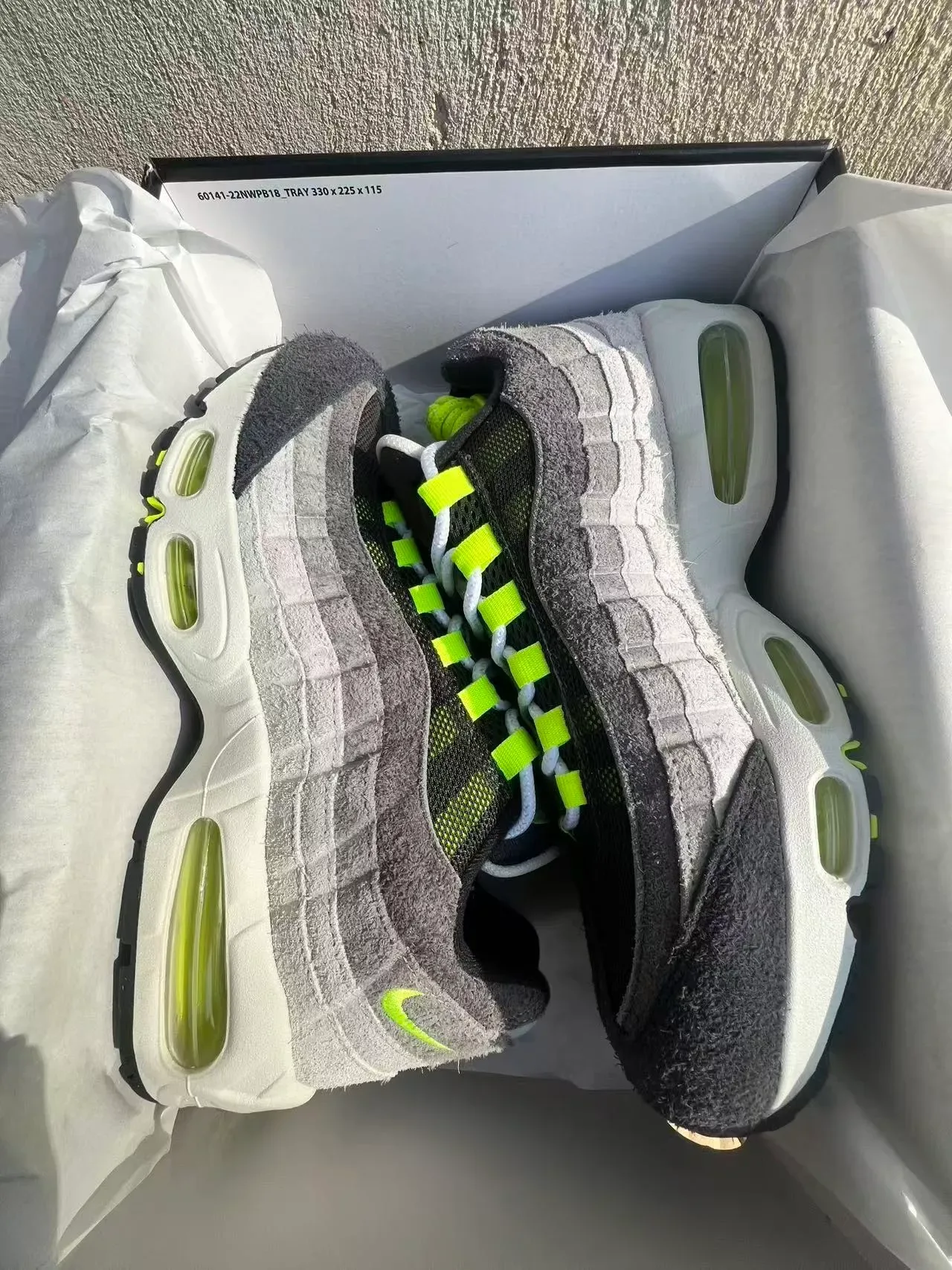 Nike Air Max 95 Gray and Neon Green Lifestyle Sneakers 9