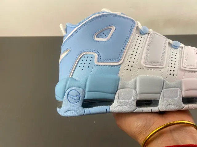 Nike Air More Uptempo Light Blue and White Basketball Shoes 2