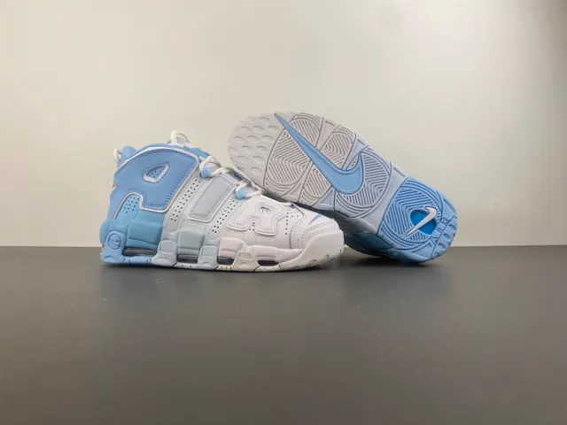 Nike Air More Uptempo Light Blue and White Basketball Shoes 9