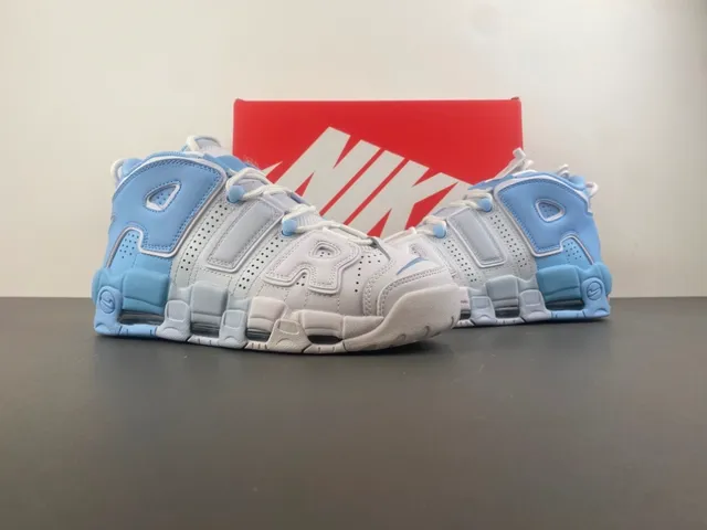 Nike Air More Uptempo Light Blue and White Basketball Shoes 10