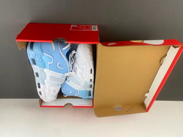 Nike Air More Uptempo Light Blue and White Basketball Shoes 11