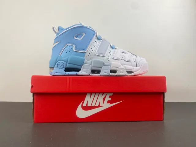 Nike Air More Uptempo Light Blue and White Basketball Shoes 13