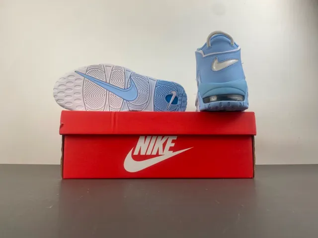 Nike Air More Uptempo Light Blue and White Basketball Shoes 14