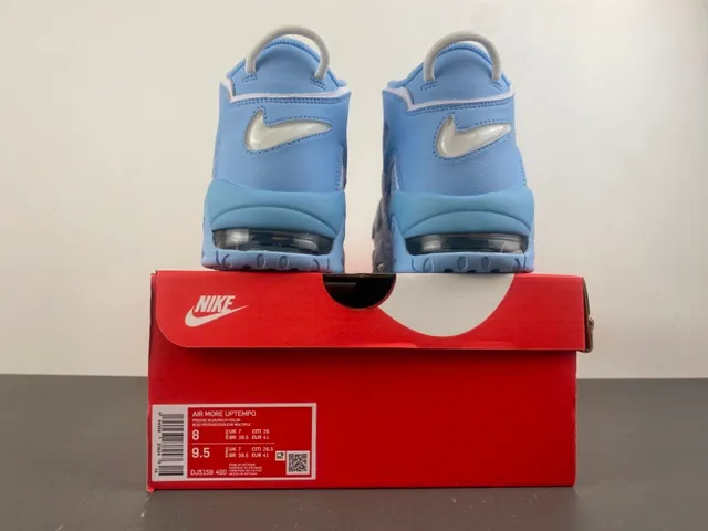 Nike Air More Uptempo Light Blue and White Basketball Shoes 15