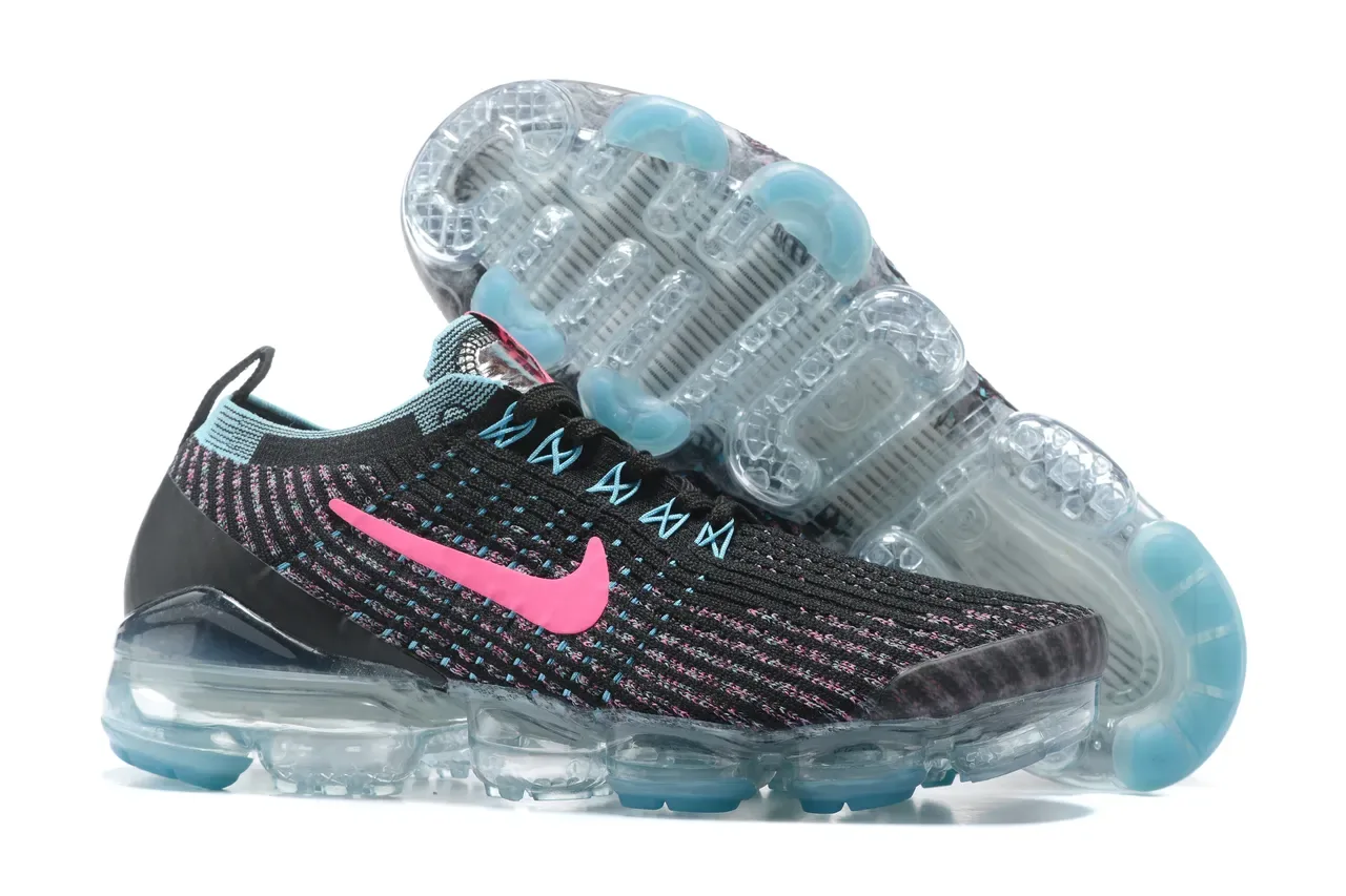 Nike Air VaporMax Flyknit Noir Rose Cyan Lifestyle Sneakers 3