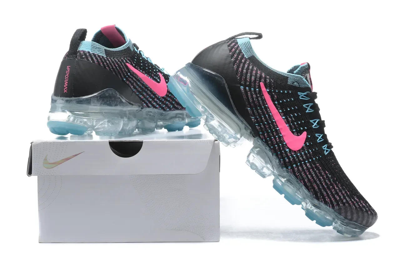 Nike Air VaporMax Flyknit Noir Rose Cyan Lifestyle Sneakers 8