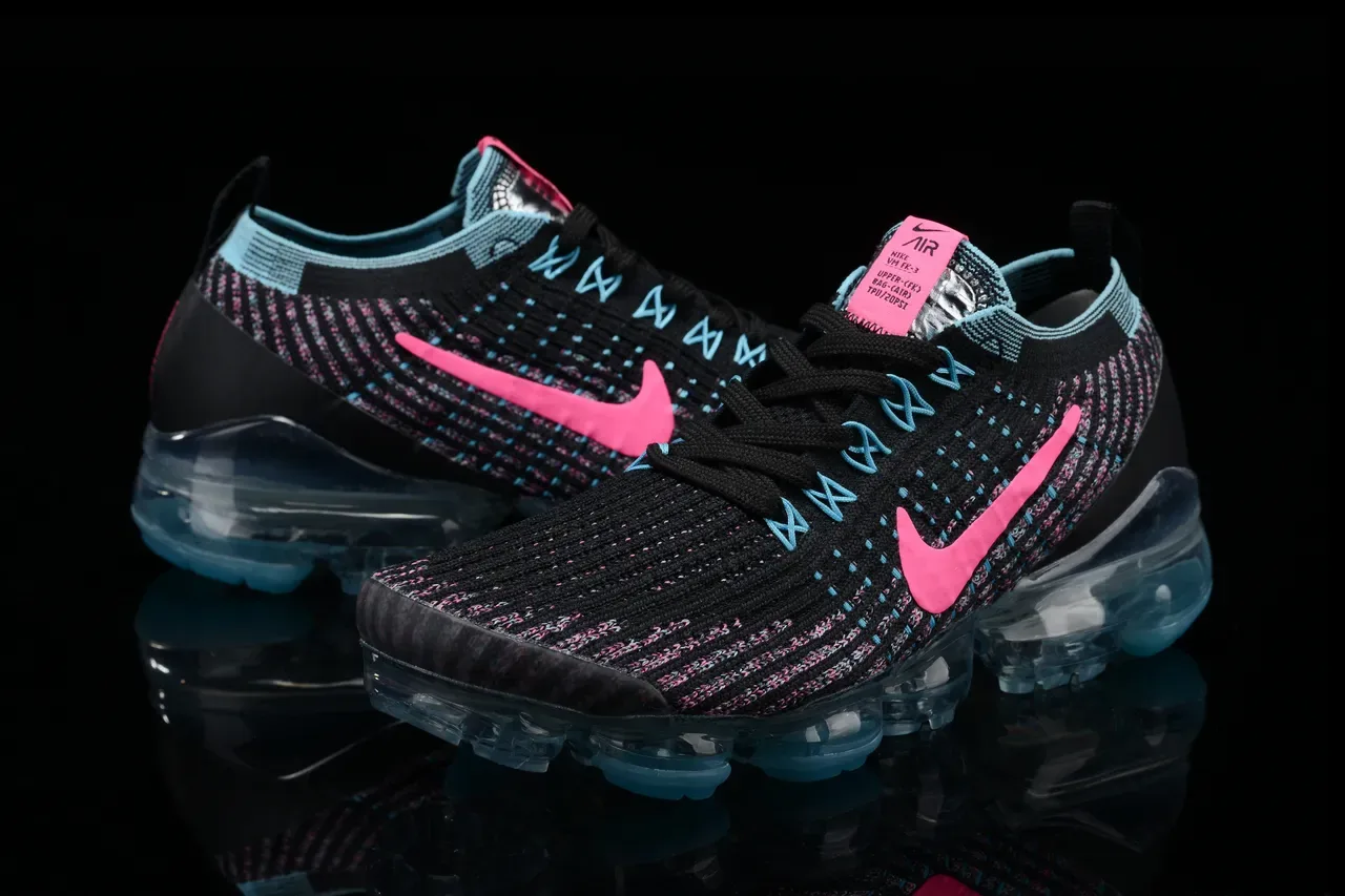 Nike Air VaporMax Flyknit Noir Rose Cyan Lifestyle Sneakers 12