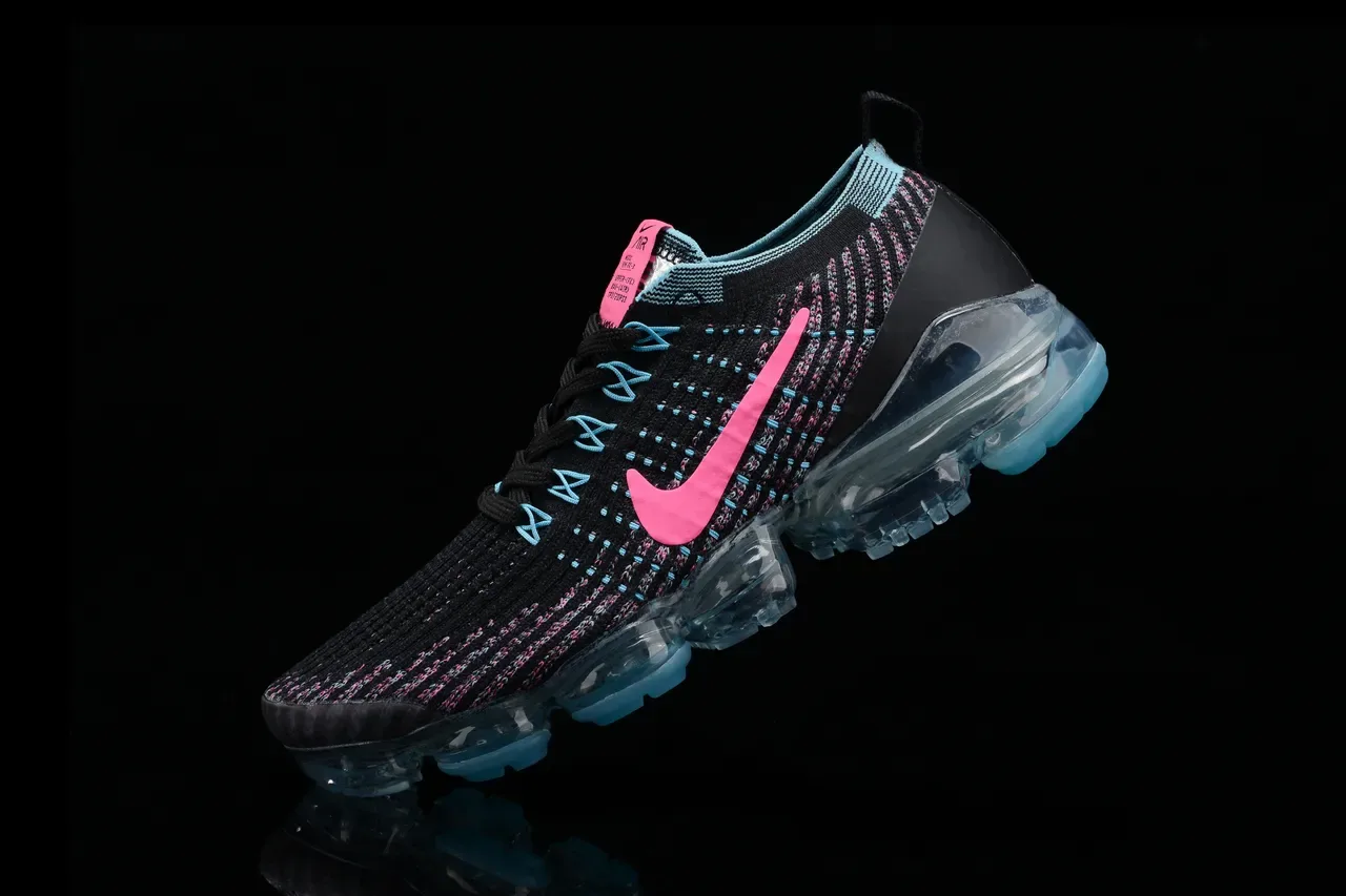 Nike Air VaporMax Flyknit Noir Rose Cyan Lifestyle Sneakers 14