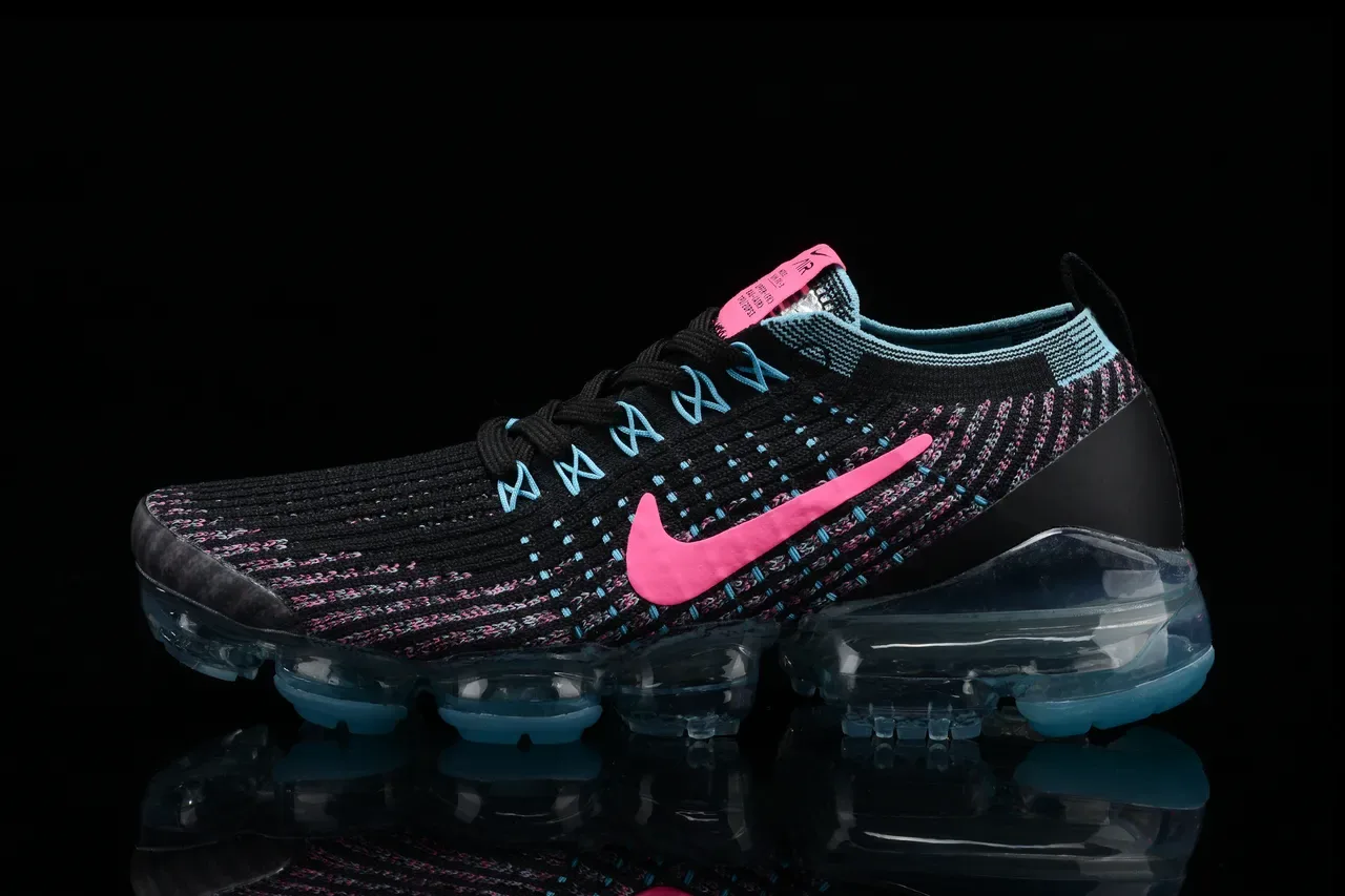 Nike Air VaporMax Flyknit Noir Rose Cyan Lifestyle Sneakers 15