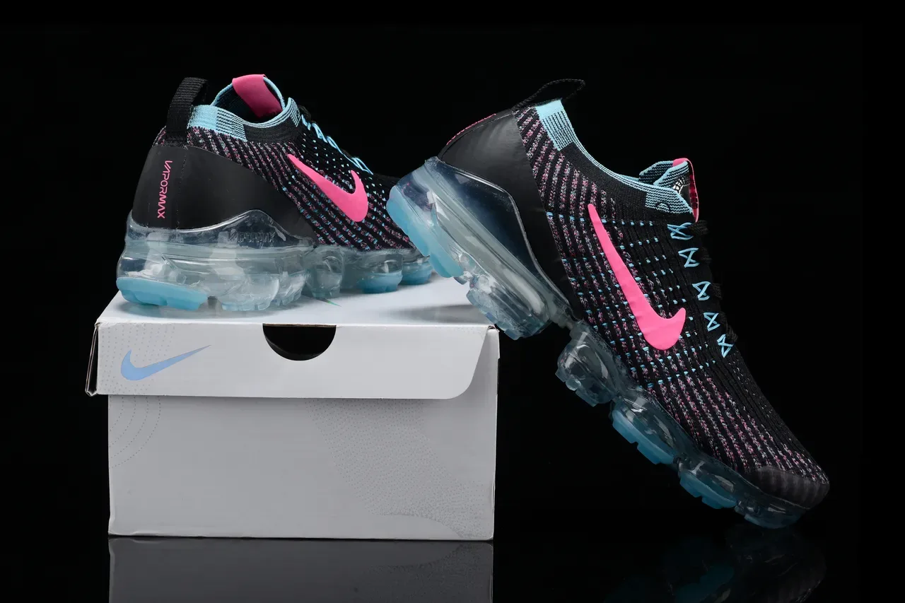Nike Air VaporMax Flyknit Noir Rose Cyan Lifestyle Sneakers 16