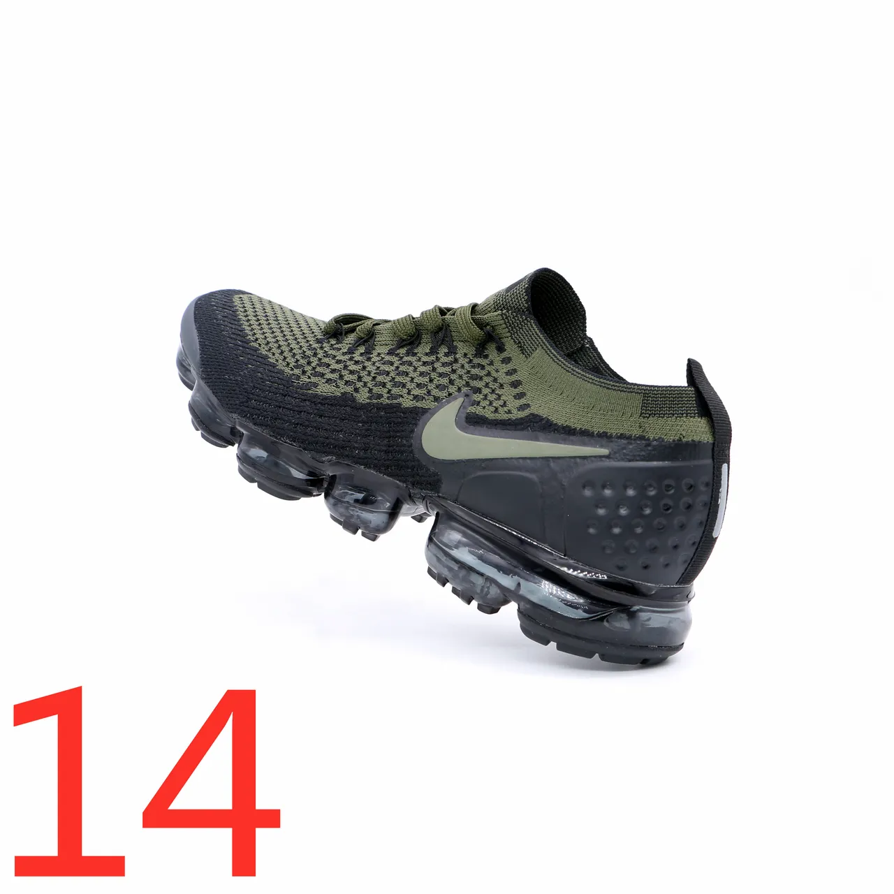 Nike Air VaporMax Flyknit Olive Green and Black Lifestyle Sneakers 2