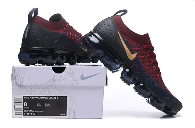Nike Air VaporMax Vermelho Marinho Dourado Tênis de Corrida 2