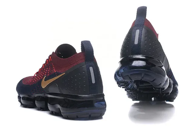 Nike Air VaporMax Vermelho Marinho Dourado Tênis de Corrida 3