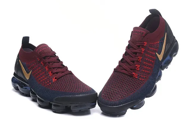 Nike Air VaporMax Vermelho Marinho Dourado Tênis de Corrida 4