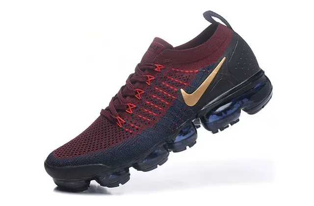 Nike Air VaporMax Vermelho Marinho Dourado Tênis de Corrida 5