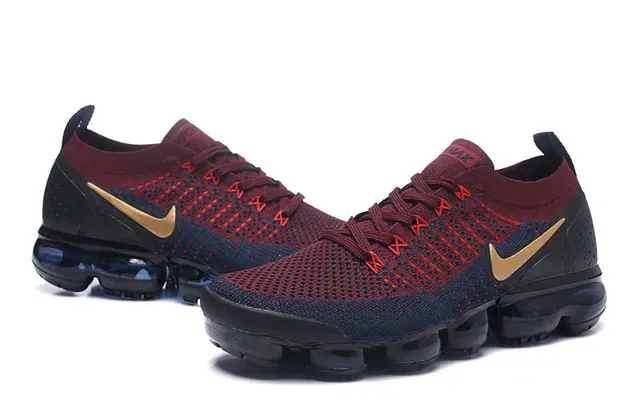 Nike Air VaporMax Vermelho Marinho Dourado Tênis de Corrida 6