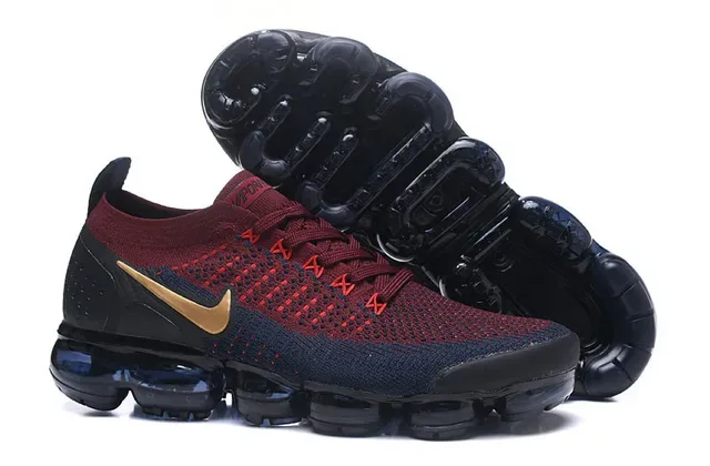 Nike Air VaporMax Vermelho Marinho Dourado Tênis de Corrida 7