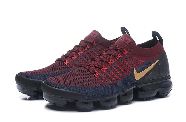 Nike Air VaporMax Vermelho Marinho Dourado Tênis de Corrida 8