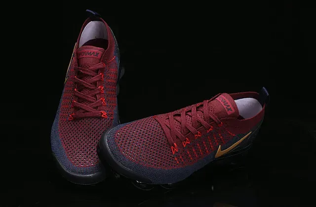 Nike Air VaporMax Vermelho Marinho Dourado Tênis de Corrida 11