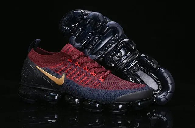 Nike Air VaporMax Vermelho Marinho Dourado Tênis de Corrida 15