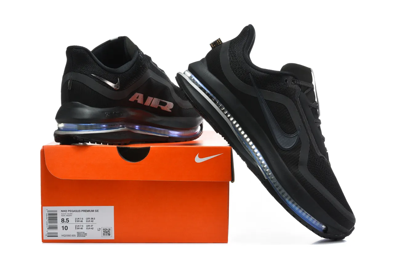 Nike Air Zoom Pegasus Noir Bleu Maille Haut Longueur Complète Unité Chaussures de course 2