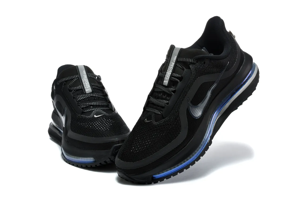 Nike Air Zoom Pegasus Noir Bleu Maille Haut Longueur Complète Unité Chaussures de course 4
