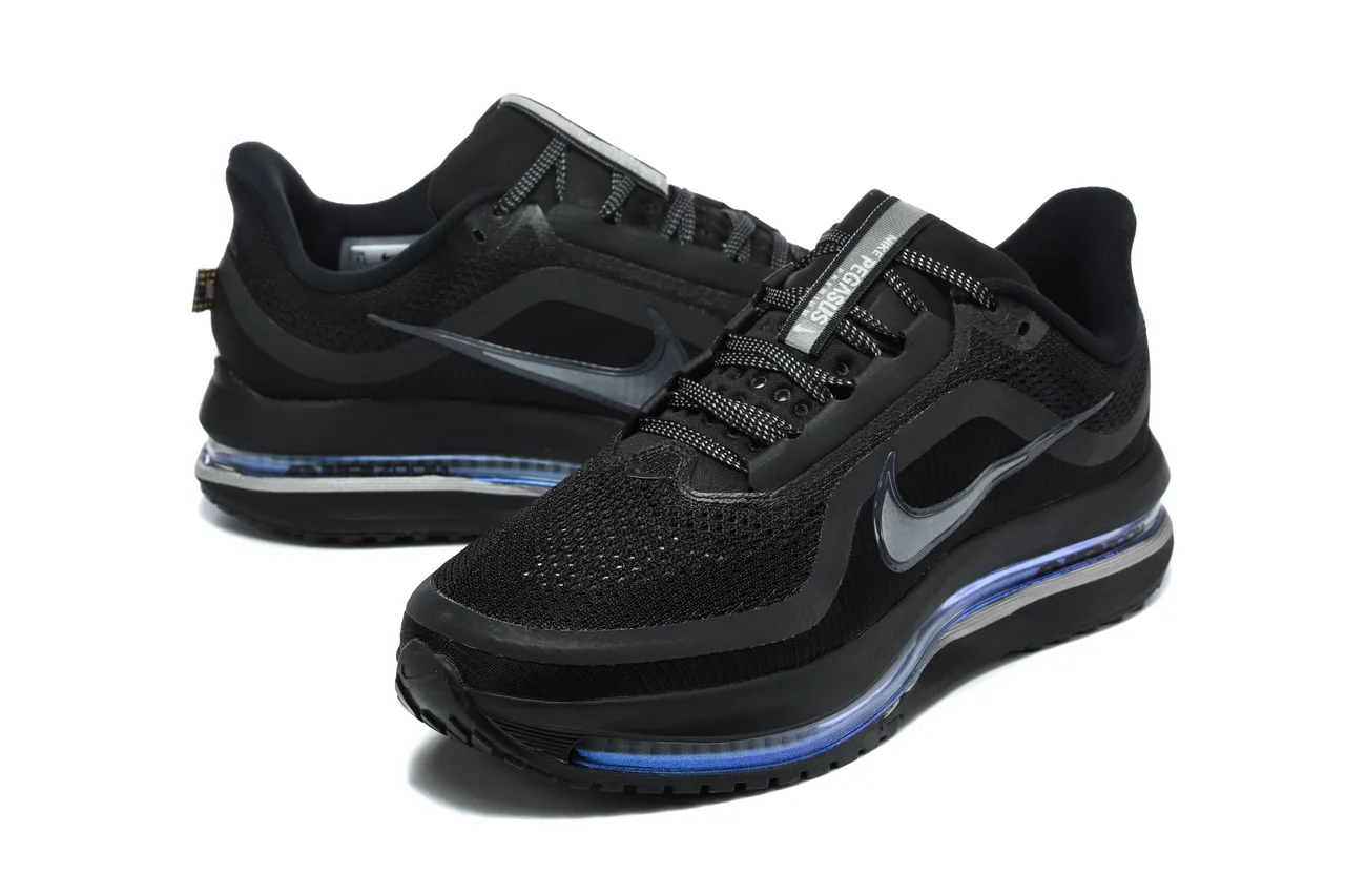 Nike Air Zoom Pegasus Noir Bleu Maille Haut Longueur Complète Unité Chaussures de course 6
