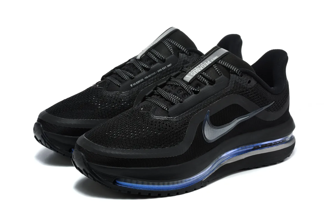 Nike Air Zoom Pegasus Noir Bleu Maille Haut Longueur Complète Unité Chaussures de course 8