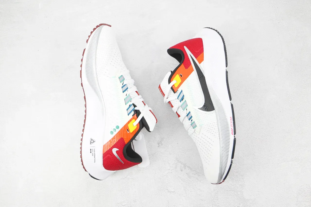 Nike Air Zoom Pegasus Blanc Rouge Malla Engineered Upper Semelle Ribotée Chaussures de Running 2