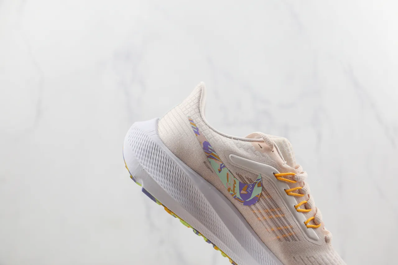 Nike Tênis Running Bege Multicolor Knit Mesh Upper Swoosh Gráfico 5