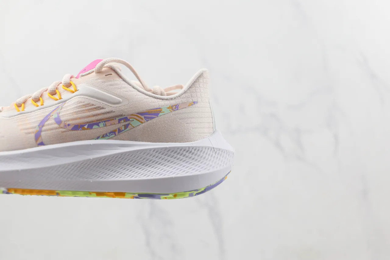 Nike Tênis Running Bege Multicolor Knit Mesh Upper Swoosh Gráfico 7