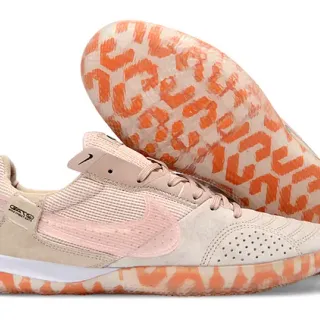 Nike 米色粉色 低帮 穿孔 麂皮 鞋头 室内足球鞋