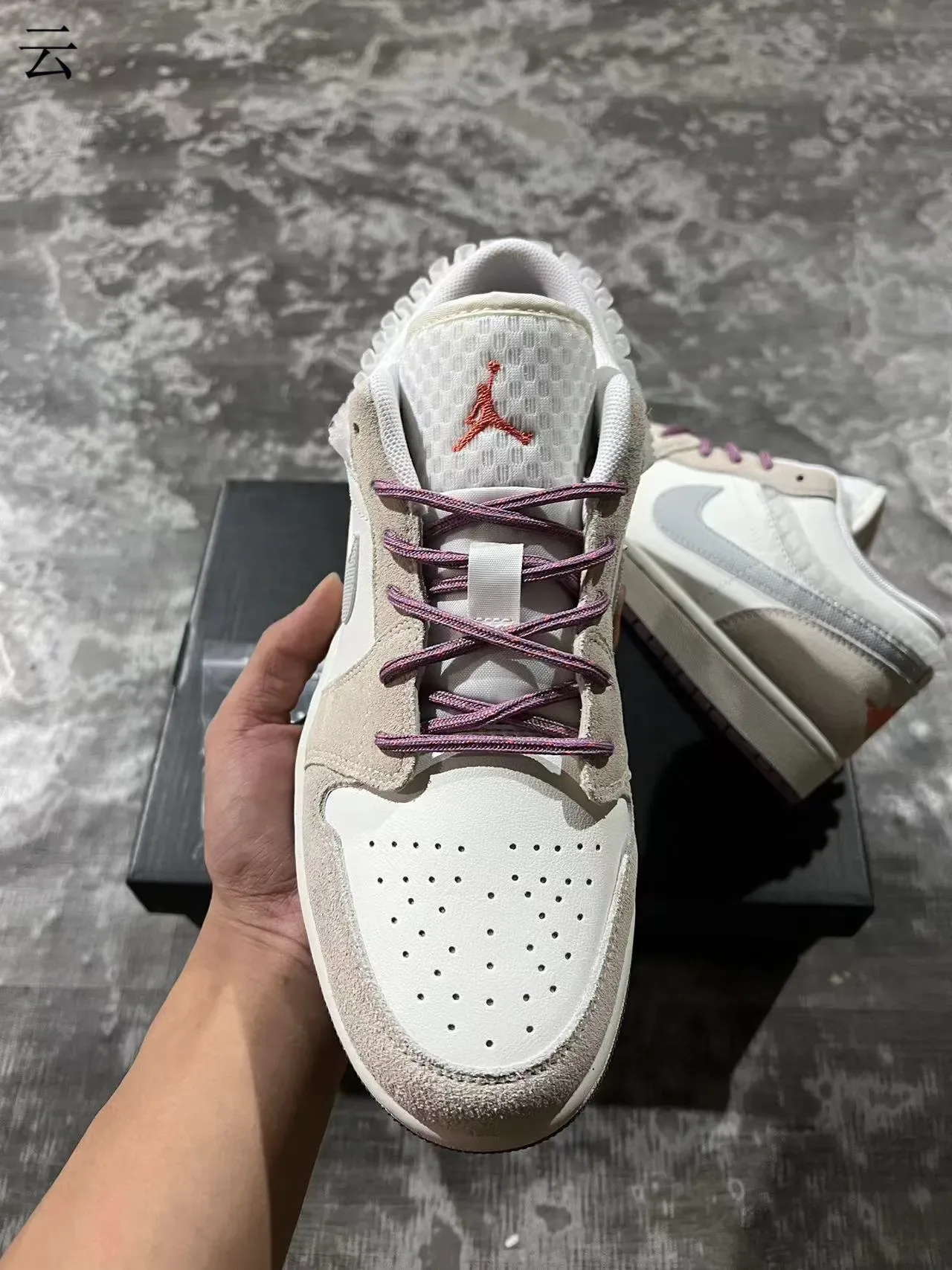 Nike Beige Purple Low-Top Suede-and-Mesh Upper Lifestyle Sneakers 3