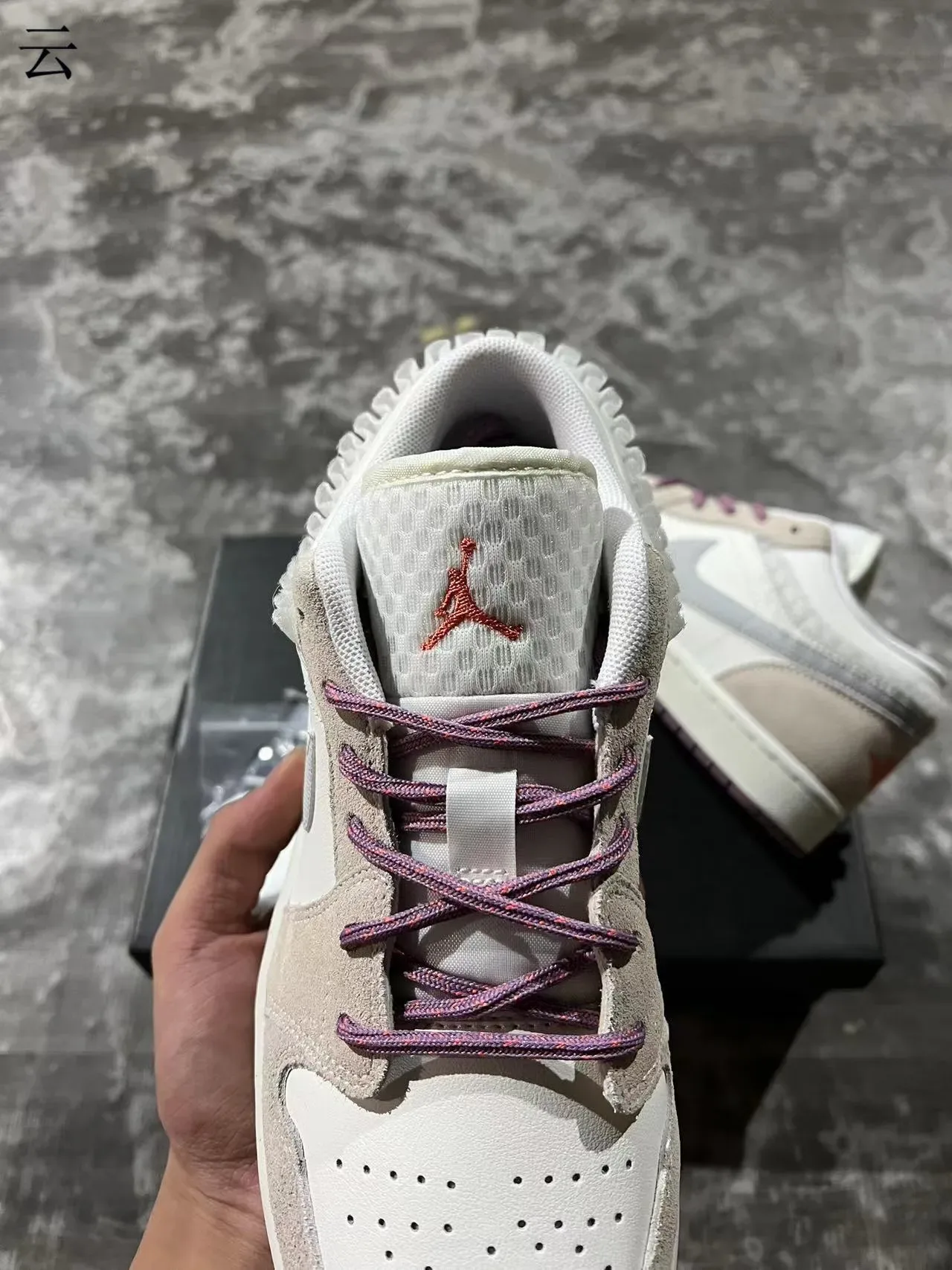 Nike Beige Purple Low-Top Suede-and-Mesh Upper Lifestyle Sneakers 4