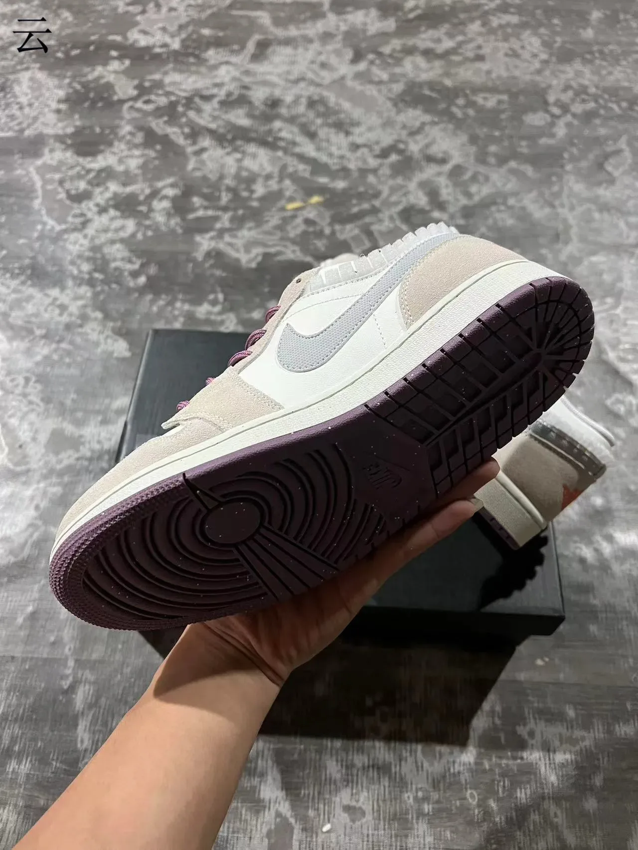 Nike Beige Purple Low-Top Suede-and-Mesh Upper Lifestyle Sneakers 6