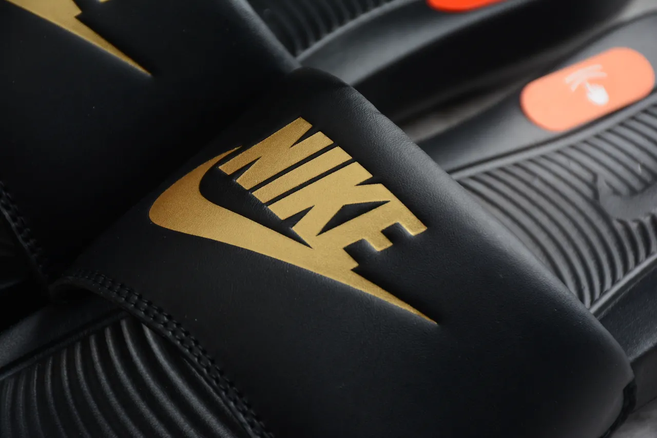Nike Benassi JDI Black and Gold Slippers 6