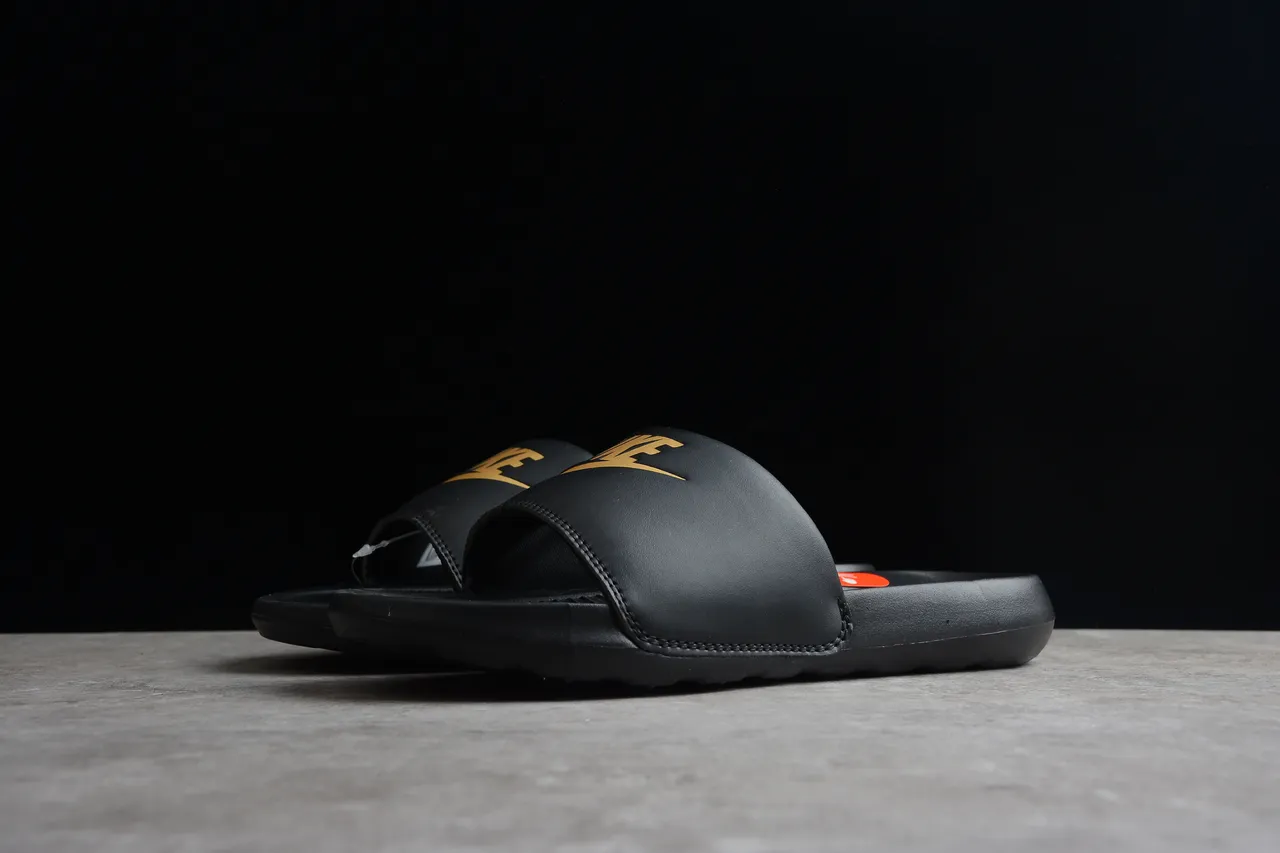 Nike Benassi JDI Black and Gold Slippers 12