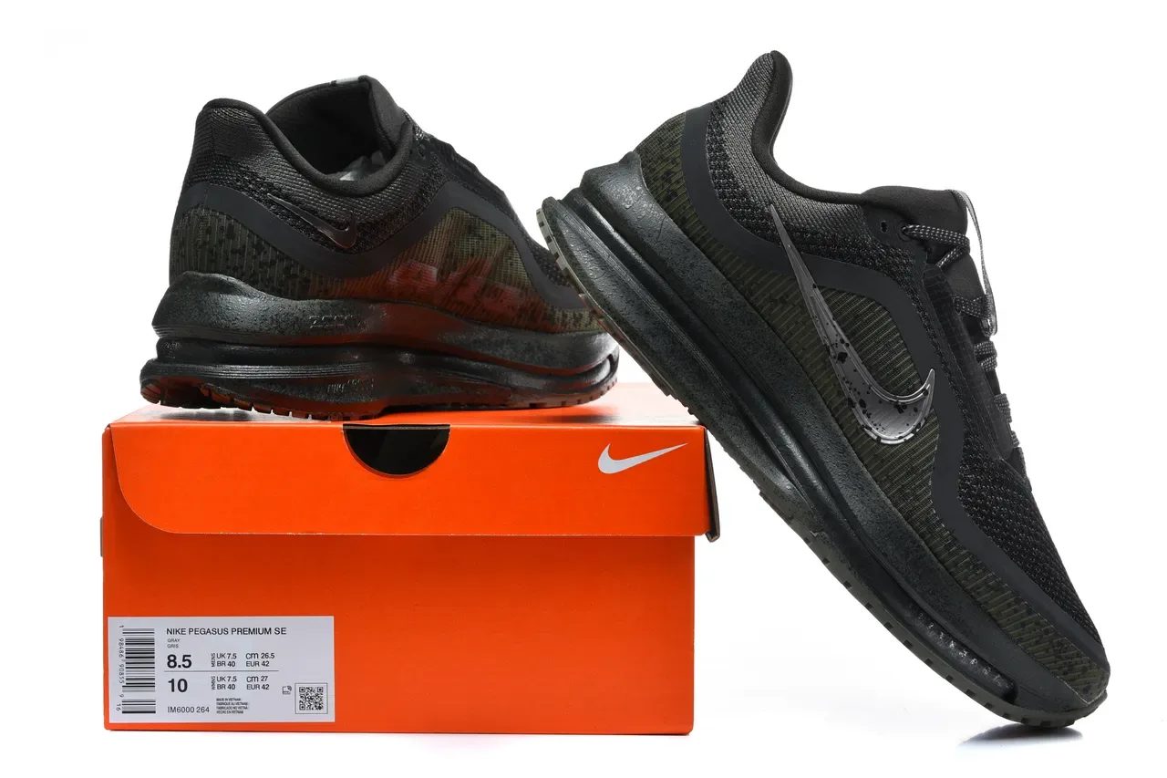 Nike Black Army Green Engineered Knit Upper Sculpted Midsole Lifestyle Sneakers 2
