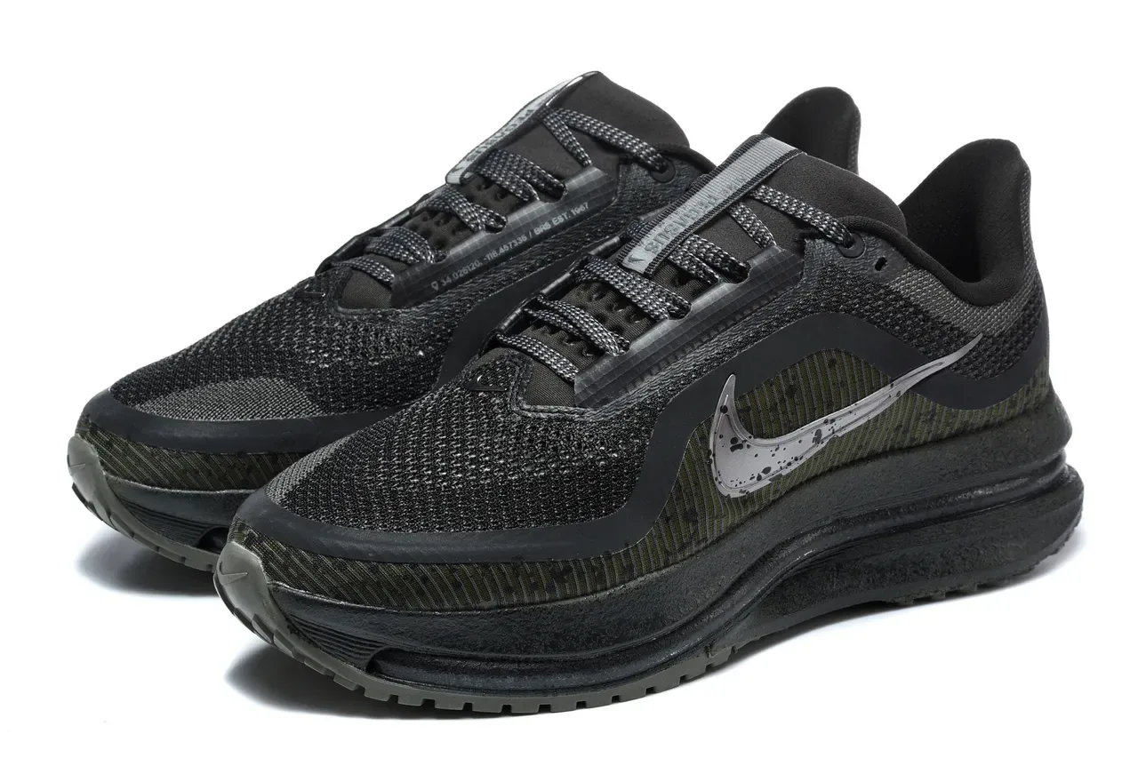 Nike Black Army Green Engineered Knit Upper Sculpted Midsole Lifestyle Sneakers 3