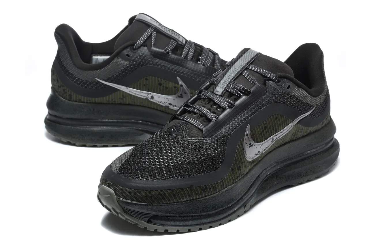 Nike Black Army Green Engineered Knit Upper Sculpted Midsole Lifestyle Sneakers 5