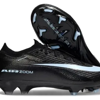 Nike Black Blue Knit Upper Sock-Fit Collar Firm-Ground Soccer Shoes