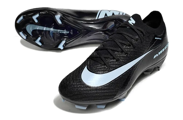 Nike Black Blue Knit Upper Sock-Fit Collar Firm-Ground Soccer Shoes 3