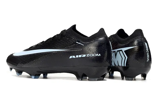 Nike Black Blue Knit Upper Sock-Fit Collar Firm-Ground Soccer Shoes 4